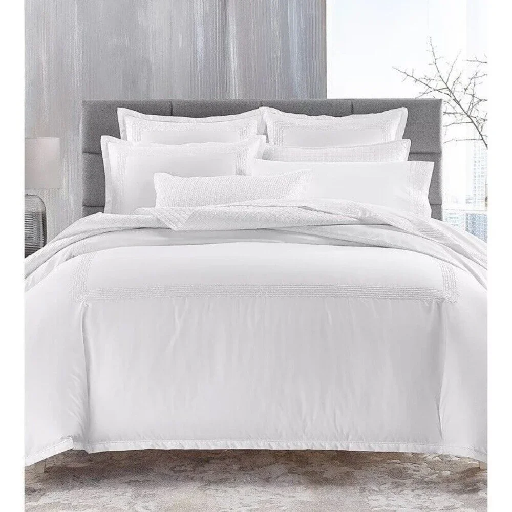 Hotel Collection Chain Link Embroidery Full/Queen 3 Pcs Duvet Cover Set White